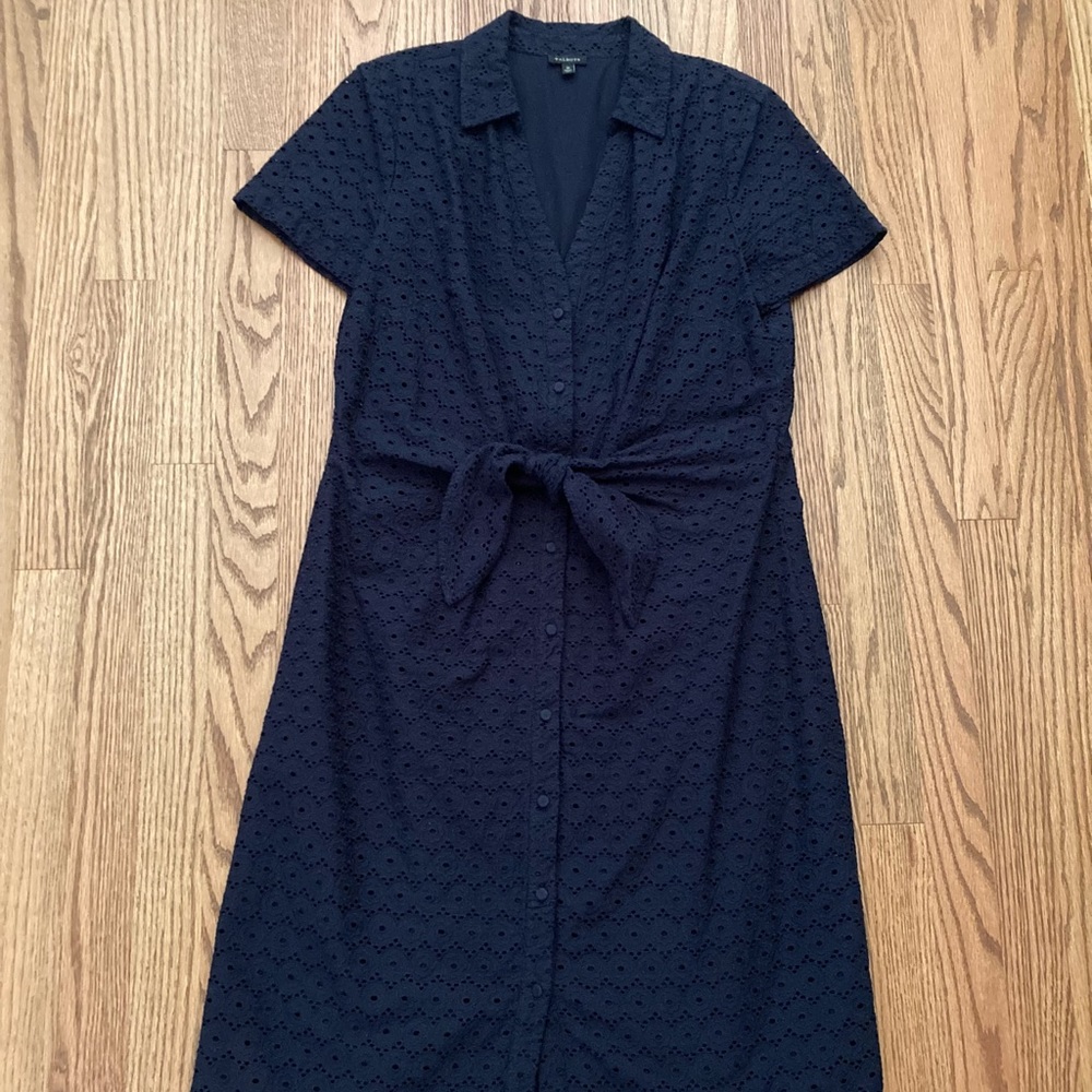 Talbots Navy Blue Eyelet Dress Size 10